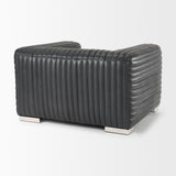 Ricciardo Black Leather Upholstered Arm Chair from Mercana - Luna Furniture