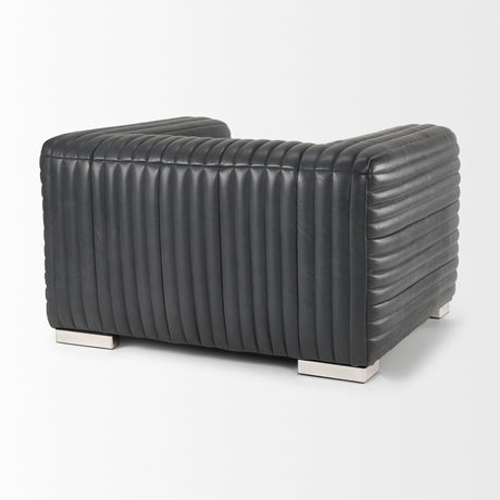 Ricciardo Black Leather Upholstered Arm Chair from Mercana - Luna Furniture