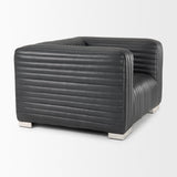 Ricciardo Black Leather Upholstered Arm Chair from Mercana - Luna Furniture