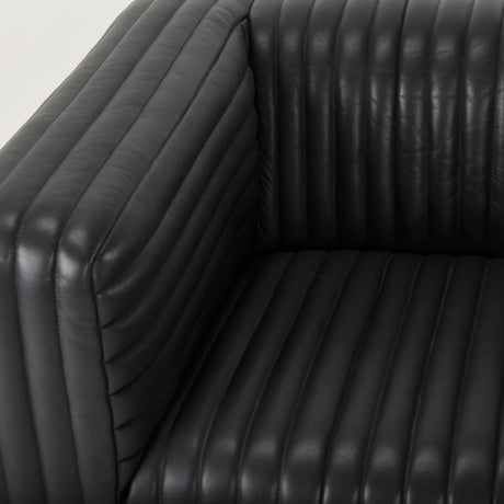 Ricciardo Black Leather Upholstered Arm Chair from Mercana - Luna Furniture