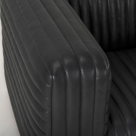 Ricciardo Black Leather Upholstered Arm Chair from Mercana - Luna Furniture