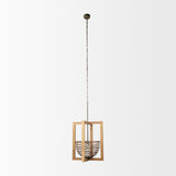 Kiley Warm Wood Basket Lantern Pendant Light from Mercana - Luna Furniture