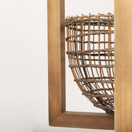 Kiley Warm Wood Basket Lantern Pendant Light from Mercana - Luna Furniture