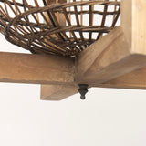 Kiley Warm Wood Basket Lantern Pendant Light from Mercana - Luna Furniture