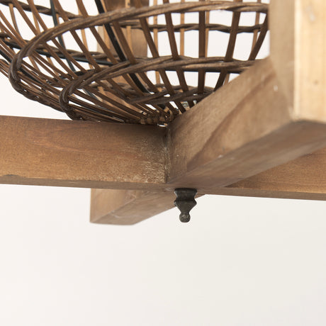 Kiley Warm Wood Basket Lantern Pendant Light from Mercana - Luna Furniture