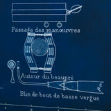 Antique Ship Blueprint IV by Vision Studio Hand Embelished Framed Art Print Matted under Glass from Mercana - Luna Furniture