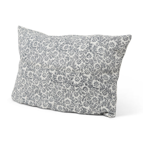 Jayne Cream w/ Indigo Print Linen Lumbar Decorative Pillow Cover from Mercana - Luna Furniture