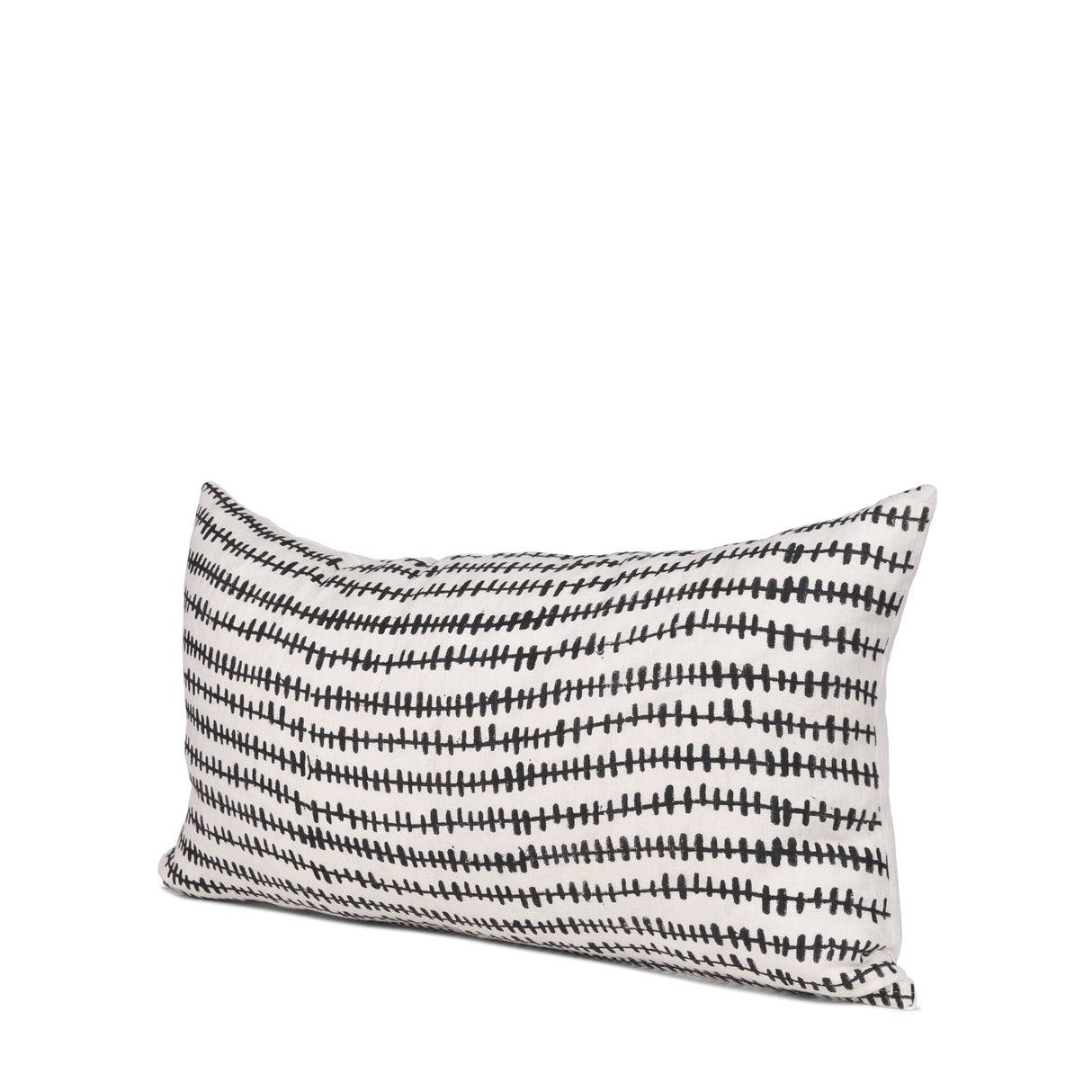 Jenna Cream w/ Black Print Linen Lumbar Decorative Pillow Cover from Mercana - Luna Furniture