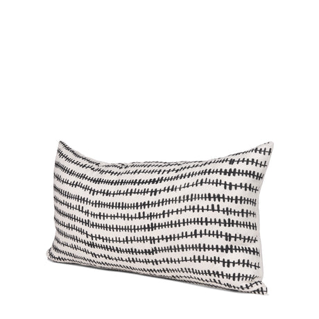 Jenna Cream w/ Black Print Linen Lumbar Decorative Pillow Cover from Mercana - Luna Furniture