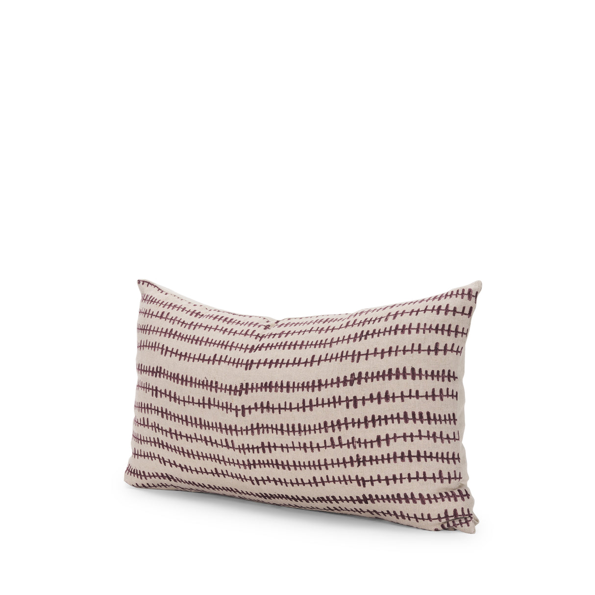 Jenna Beige w/ Merlot Print Linen Lumbar Decorative Pillow Cover from Mercana - Luna Furniture