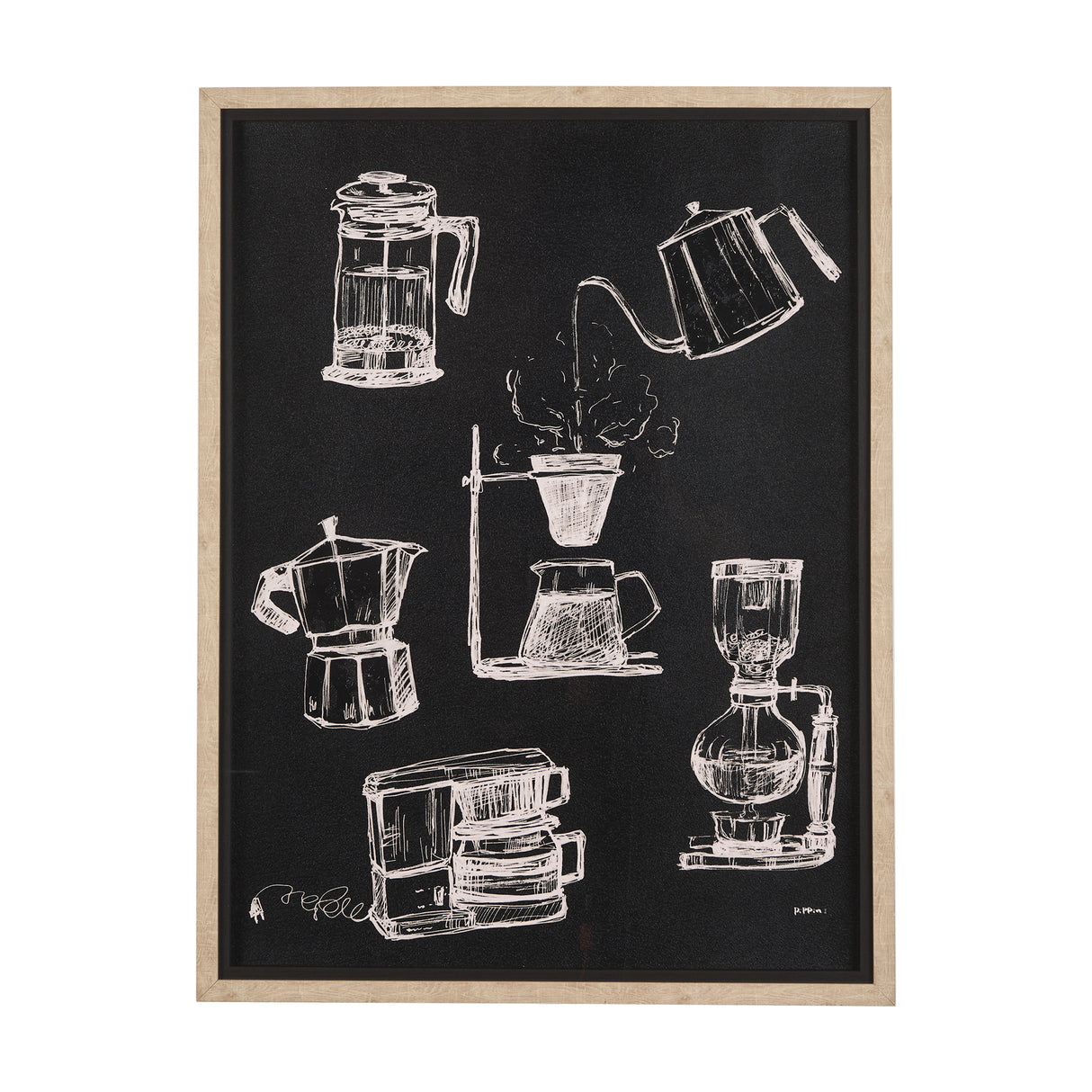 Coffee Maker Study by Mercana Studio a Hand Embellished Textured Framed Art Print Matted under Glass from Mercana - Luna Furniture