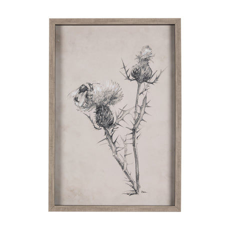 Thistle With Bumblebee Drawing IV Mercana Studio Hand Embellished Framed Art Print Matted under Glas from Mercana - Luna Furniture
