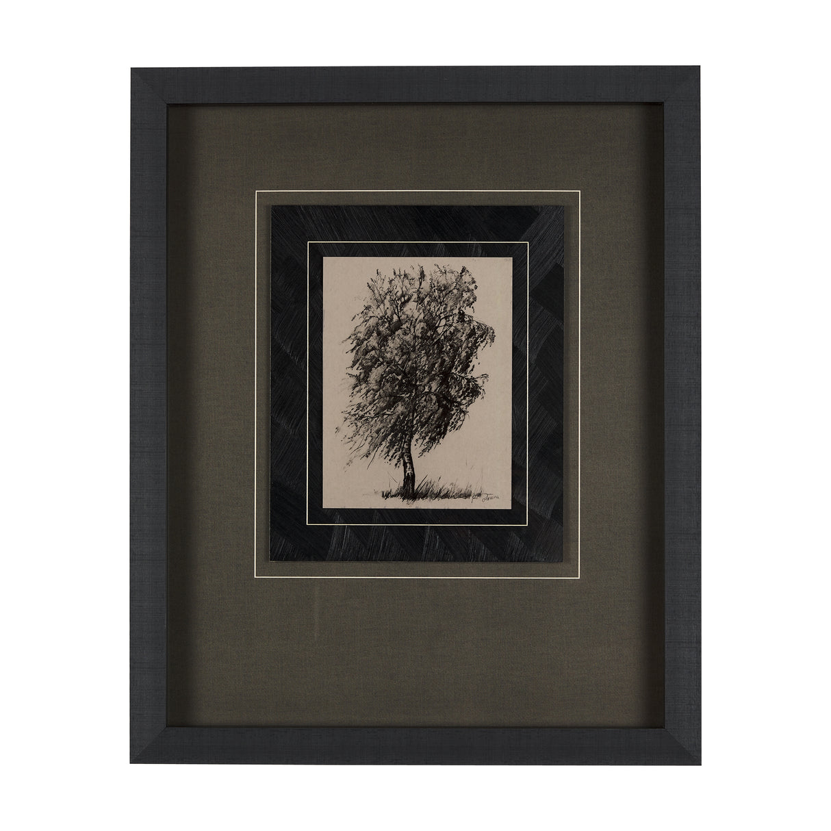 Tree Drawing II by Mercana Studio a Hand Embellished Textured Framed Art Print Matted under Glass from Mercana - Luna Furniture