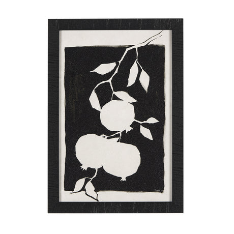 Pomegranate Branch Silhouette by Mercana Studio a Hand Embellished Textured Framed Art Print from Mercana - Luna Furniture
