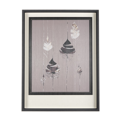 Rain of Feather Warm Gray by Mercana Studio Hand Embellished Framed Art Print Matted under Glass from Mercana - Luna Furniture