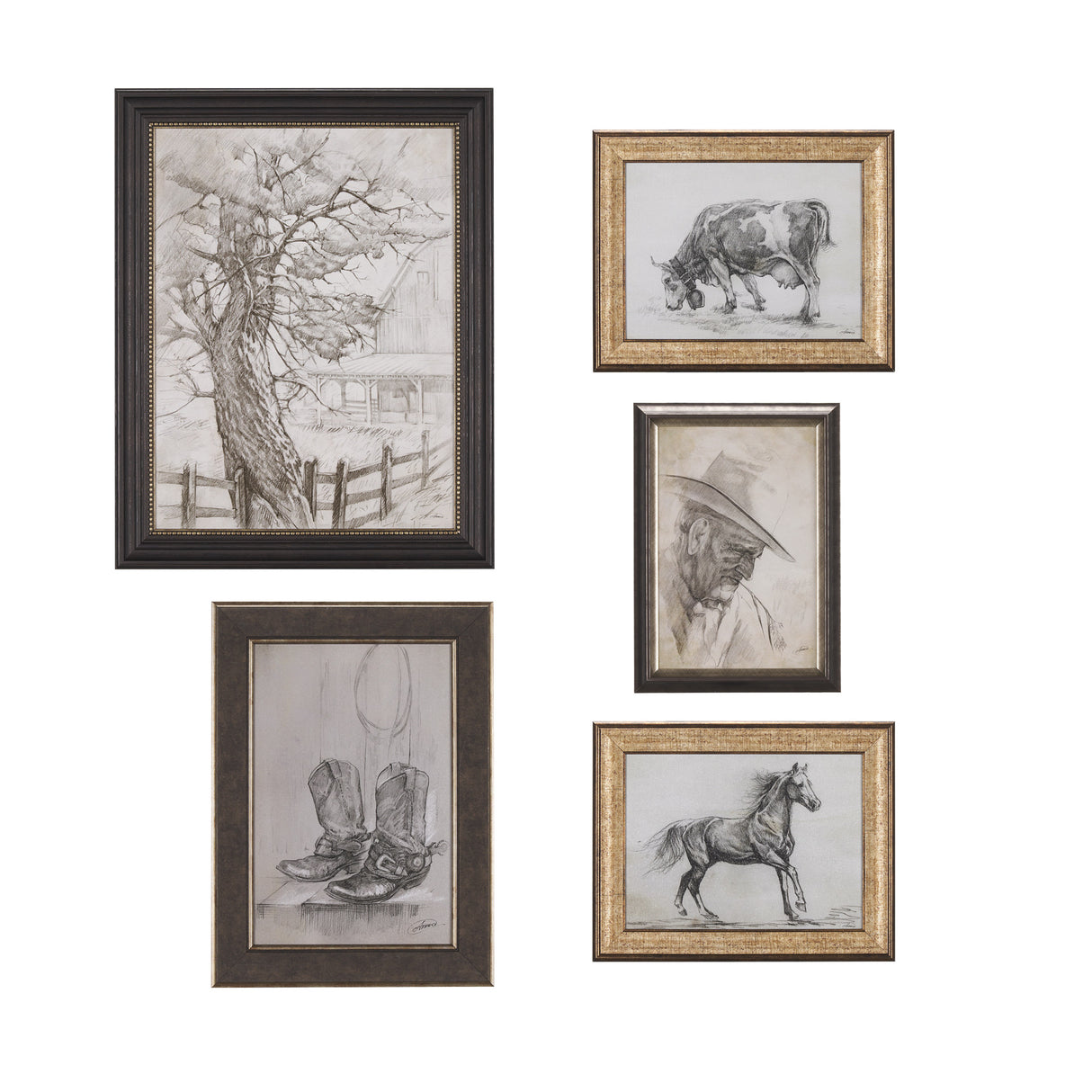 Old West Collection I ( Farm view) by Mercana Studio a Hand Embellished Textured Framed Art Print from Mercana - Luna Furniture