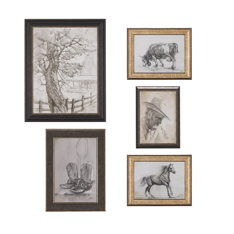 Old West Collection I ( Farm view) by Mercana Studio a Hand Embellished Textured Framed Art Print from Mercana - Luna Furniture
