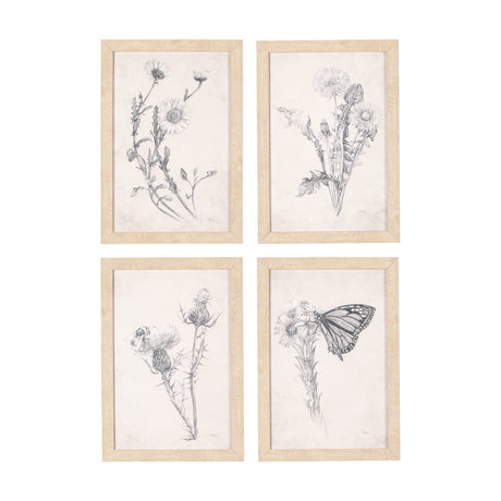 Chamomile Drawing I by Mercana Studio a Hand Embellished Textured Framed Art Print from Mercana - Luna Furniture