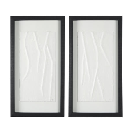 White Vines I (SET OF 2) by Studio M a handmade Original Framed 3D Textured Artwork under Glass from Mercana - Luna Furniture