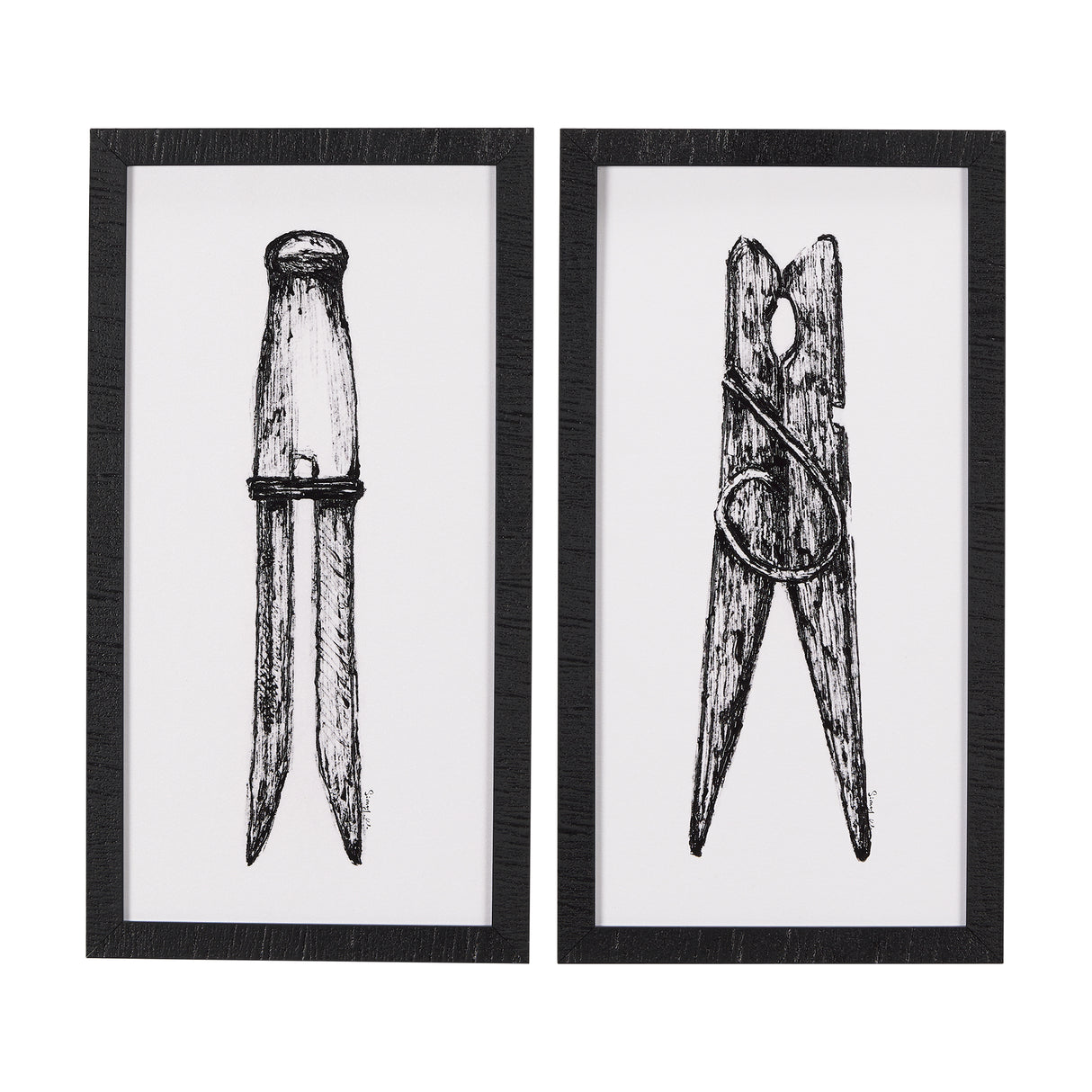 Vintage Cloth Peg I by Mercana Studio a Hand Embellished Textured Framed Art Print from Mercana - Luna Furniture