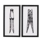 Vintage Cloth Peg I by Mercana Studio a Hand Embellished Textured Framed Art Print from Mercana - Luna Furniture