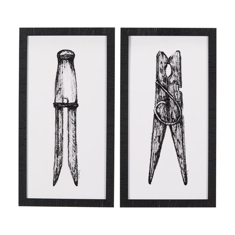 Vintage Cloth Peg I by Mercana Studio a Hand Embellished Textured Framed Art Print from Mercana - Luna Furniture