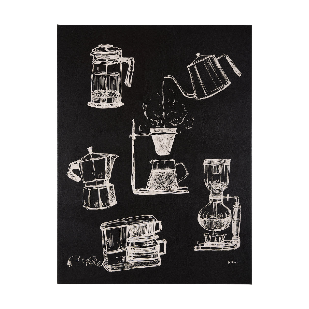 Coffee Maker Study by Mercana Studio a Hand Embellished Textured Canvas from Mercana - Luna Furniture