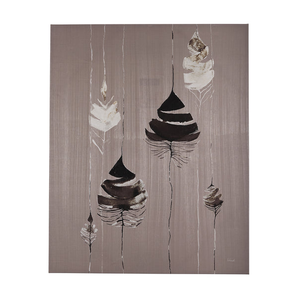 Rain of Feather Warm Gray by Mercana Studio a Hand Embellished Textured Canvas
