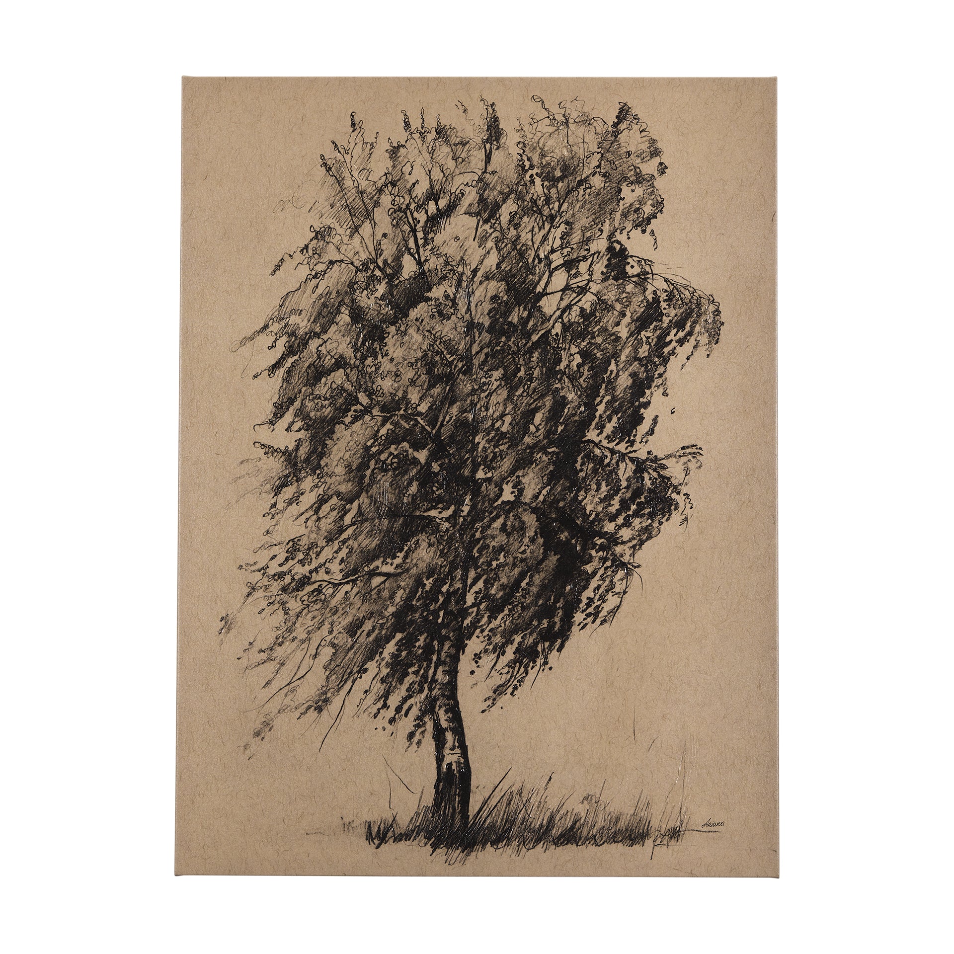 Tree Drawing III by Mercana Studio a Hand Embellished Textured