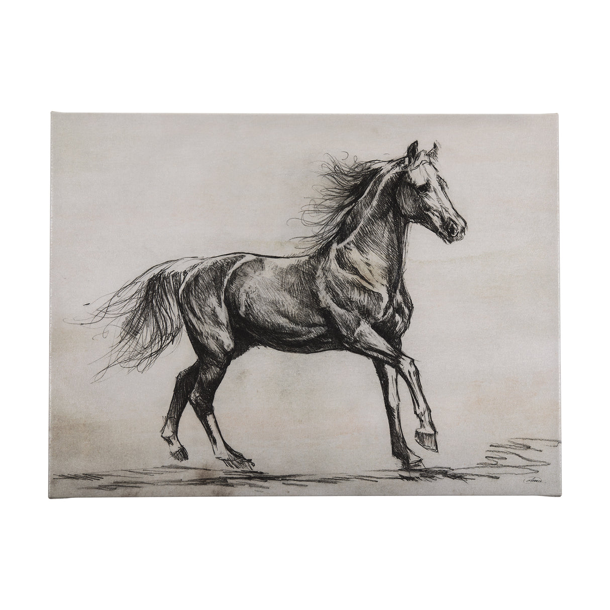 Old West Collection V ( Horse Sketch) by Mercana Studio a Hand Embellished Textured Canvas from Mercana - Luna Furniture