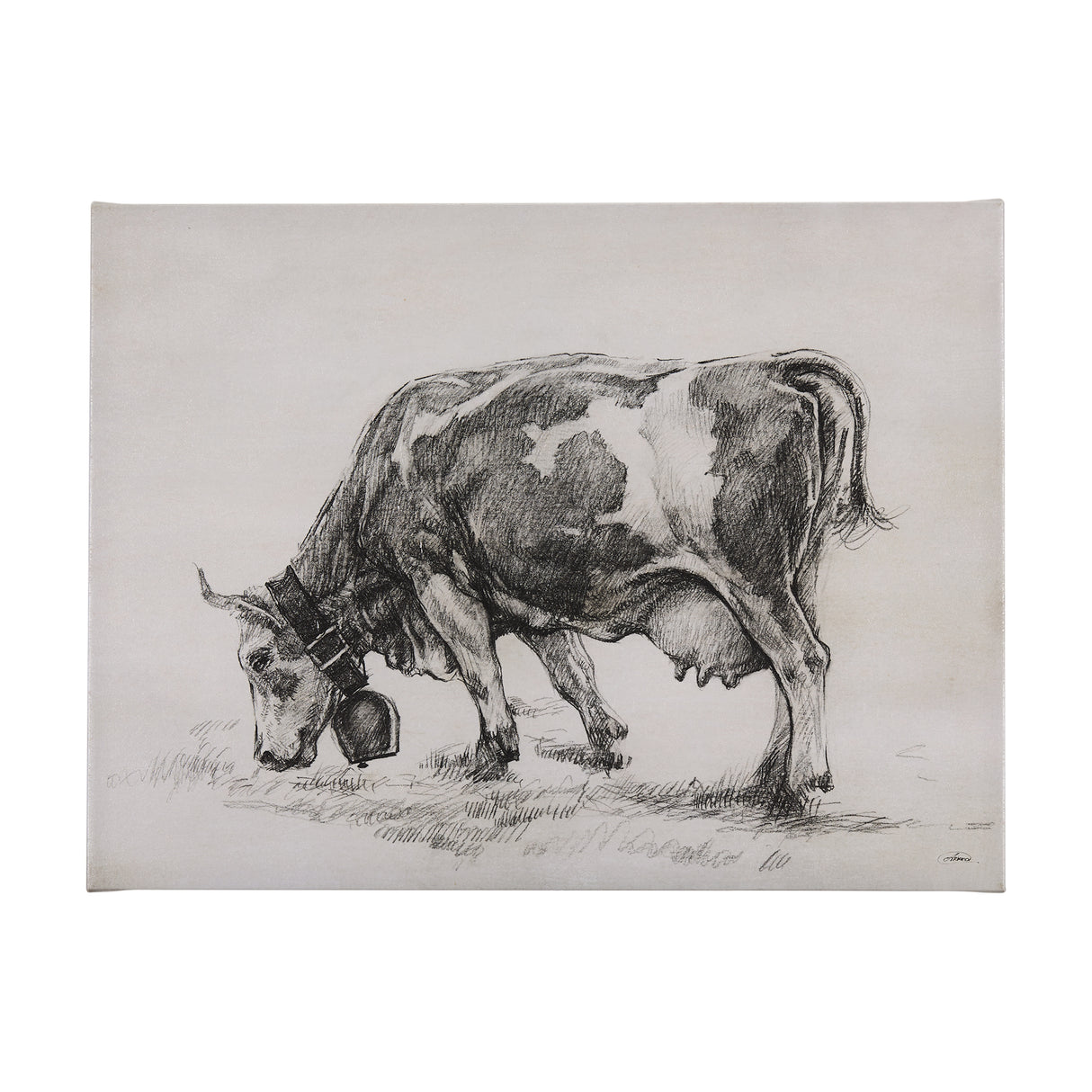 Old West Collection IV (Cow Sketch) by Mercana Studio a Hand Embellished Textured Canvas from Mercana - Luna Furniture
