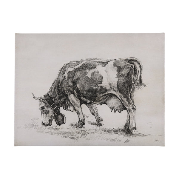Old West Collection IV (Cow Sketch) by Mercana Studio a Hand Embellished Textured Canvas