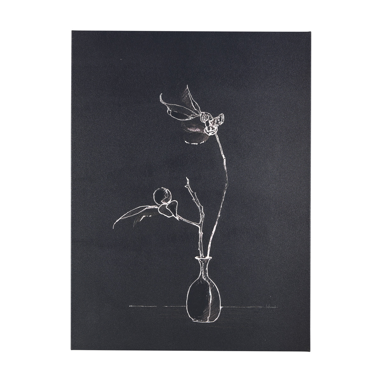 Ikebana Dark II by Mercana Studio a Hand Embellished Textured Canvas from Mercana - Luna Furniture