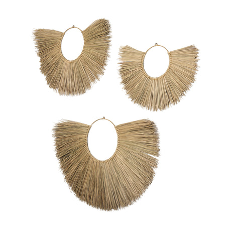 Bayu Set of 3 Seagrass Boho Weave Fan Wall Decor from Mercana - Luna Furniture