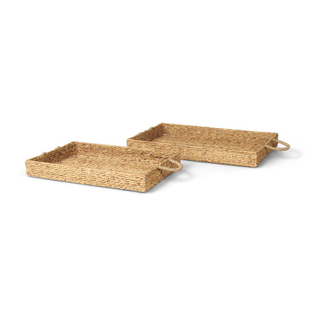 Hona Set of 2 Large Recatangular Nesting Water Hyacinth Trays from Mercana - Luna Furniture