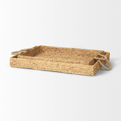 Hona Set of 2 Large Recatangular Nesting Water Hyacinth Trays from Mercana - Luna Furniture
