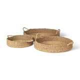 Ulana Set of 3 Round Nesting Seagrass Trays w/ Loop Handles from Mercana - Luna Furniture