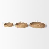 Ulana Set of 3 Round Nesting Seagrass Trays w/ Loop Handles from Mercana - Luna Furniture