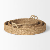 Ulana Set of 3 Round Nesting Seagrass Trays w/ Loop Handles from Mercana - Luna Furniture