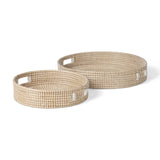 Kalama Set of 2 Large Round Seagrass Trays w/ Handles from Mercana - Luna Furniture