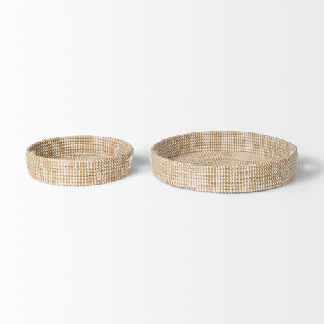 Kalama Set of 2 Large Round Seagrass Trays w/ Handles from Mercana - Luna Furniture