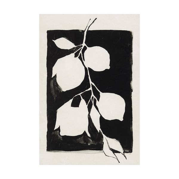 Lemon Branch Silhouetee by Mercana Studio a Hand Embellished Textured Canvas