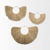 Bayu Set of 3 Seagrass Boho Weave Fan Wall Decor from Mercana - Luna Furniture