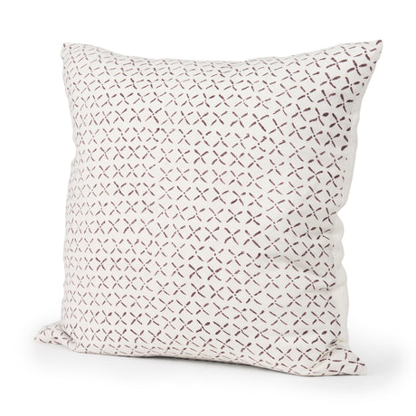 Jayden Cream w/ Merlot Print Linen Square Decorative Pillow Cover from Mercana - Luna Furniture