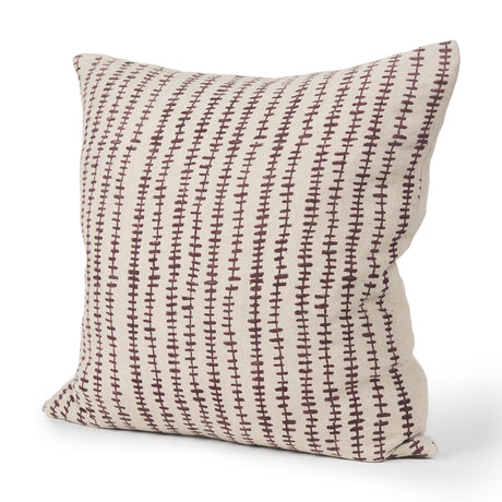 Jenna Beige w/ Merlot Print Linen Square Decorative Pillow Cover from Mercana - Luna Furniture