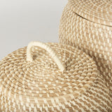 Kalopa Set of 2 Seagrass Floor Baskets w/ Flat Handled Lid from Mercana - Luna Furniture