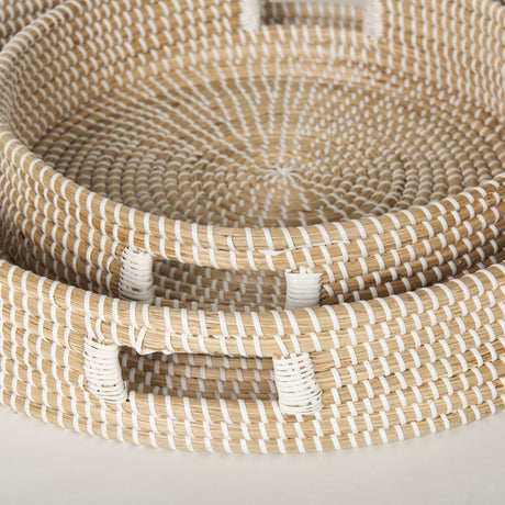 Kalama Set of 2 Large Round Seagrass Trays w/ Handles from Mercana - Luna Furniture