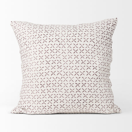 Jayden Cream w/ Merlot Print Linen Square Decorative Pillow Cover from Mercana - Luna Furniture