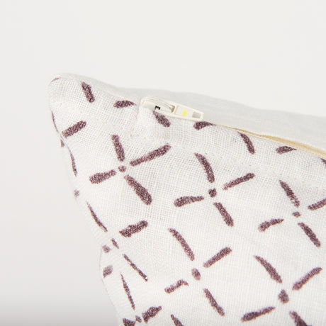 Jayden Cream w/ Merlot Print Linen Square Decorative Pillow Cover from Mercana - Luna Furniture
