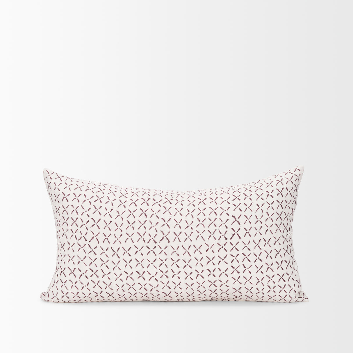 Jayden Cream w/ Merlot Print Linen Lumbar Decorative Pillow Cover from Mercana - Luna Furniture